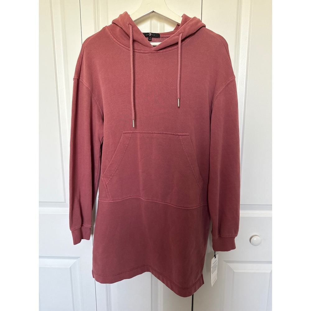 7 For All Mankind Womens Oversized Hoodie Dress Rose Pink Small NWT